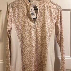Adidas Women's Floral Long Sleeve Top - NEW taupe/white